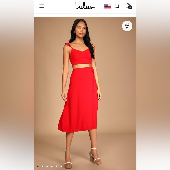 Lulus Dresses & Skirts - Lulus Adore and Cherish Red Lace-Up Two-Piece Wrap Midi Dress